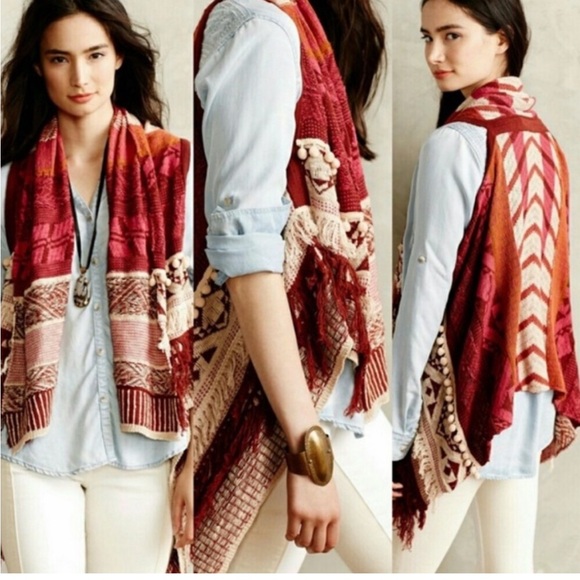 MOTH Anthropologie Durango Jacquard Boho Sweater Vest - Picture 1 of 6
